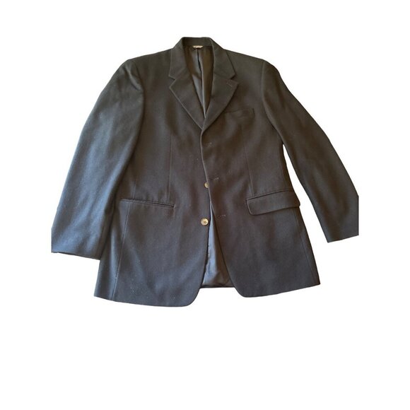 Mens 100% Pure Cashmere Black Blazer Jacket 42L Made In USA Dry Clean Only - Picture 1 of 6